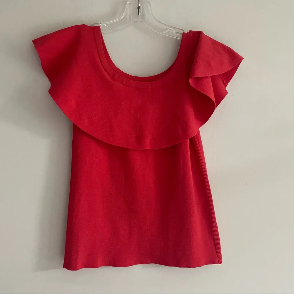 Women’s Red Ruffle Neck Top - Picture 6 of 8